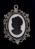 40x30mm Antique Silver Open Back Cabochon Cameo Setting with ring J203