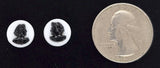 11mm Vintage White and Black Matched Pair Woman in Profile Resin Cameo J208
