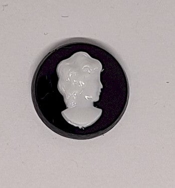 13mm Right Facing Black and White Woman Resin Cameo Cabochon  J215