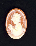25x18mm Red and Ivory Lady with Hat Resin Cameo J218