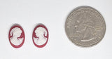 14x10mm Red Matched Pair ponytail girl Victorian woman resin cameo J219