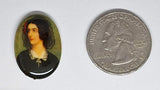 25x18mm  Vintage German Porcelain Decal Portrait Cabochon Lola Montez J220