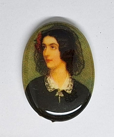 25x18mm  Vintage German Porcelain Decal Portrait Cabochon Lola Montez J220