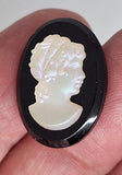 25x18mm Vintage Pearl with SLIGHT Iridescent sheen German Woman Glass Flat Back Cameo J226