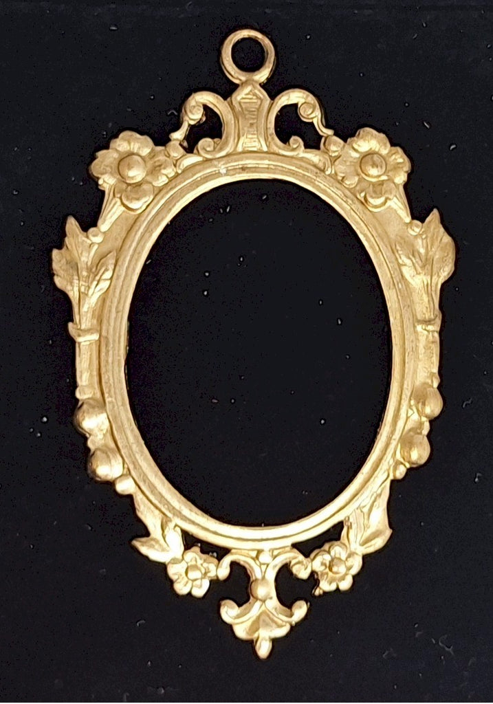 Close Out - 32x25mm Raw Brass Vintage Fancy Setting -read description -J224