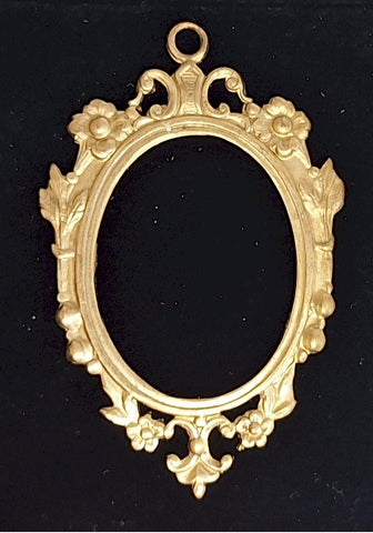 Close Out - 32x25mm Raw Brass Vintage Fancy Setting -read description -J224
