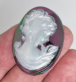 40x30mm Vintage Iridescent Victorian Short Hair Woman Resin Cameo J225