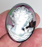 40x30mm Vintage Iridescent Victorian Short Hair Woman Resin Cameo J225