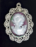 Closeout - 40x30mm Antique Silver Open Back Cabochon Cameo Setting with ring J227