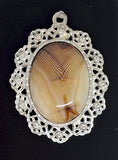 Closeout - 40x30mm Antique Silver Open Back Cabochon Cameo Setting with ring J227