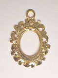 Closeout - Read description - 25x18mm Gold Open Back Cabochon Cameo Setting with ring J228