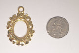 Closeout - Read description - 25x18mm Gold Open Back Cabochon Cameo Setting with ring J228