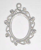 40x30mm ( Read Description ) Vintage Antique Silver Open Back Cabochon Cameo Setting with ring J230