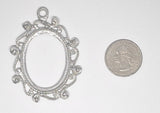 40x30mm ( Read Description ) Vintage Antique Silver Open Back Cabochon Cameo Setting with ring J230