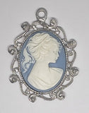 40x30mm ( Read Description ) Vintage Antique Silver Open Back Cabochon Cameo Setting with ring J230