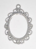 40x30mm Antique Silver Open Back Cabochon Cameo Setting with ring J232