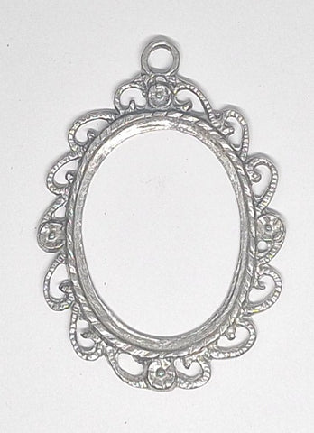 40x30mm Antique Silver Open Back Cabochon Cameo Setting with ring J232