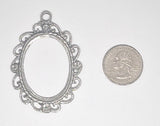 40x30mm Antique Silver Open Back Cabochon Cameo Setting with ring J232