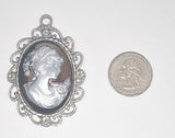 40x30mm Antique Silver Open Back Cabochon Cameo Setting with ring J232