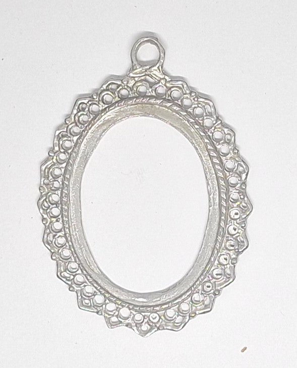 40x30mm Antique Silver Open Back Cabochon Cameo Setting with ring J234