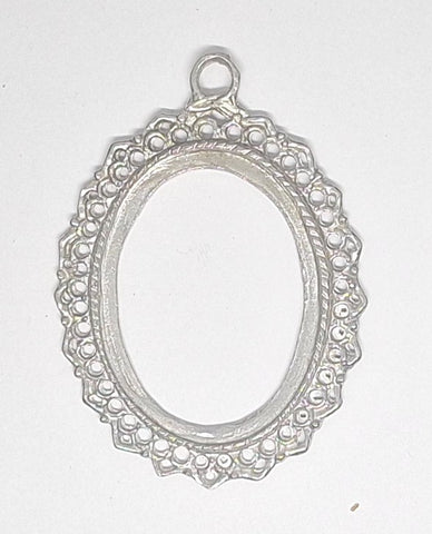 40x30mm Antique Silver Open Back Cabochon Cameo Setting with ring J234