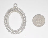 40x30mm Antique Silver Open Back Cabochon Cameo Setting with ring J234