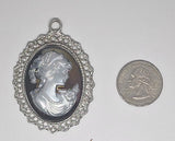 40x30mm Antique Silver Open Back Cabochon Cameo Setting with ring J234