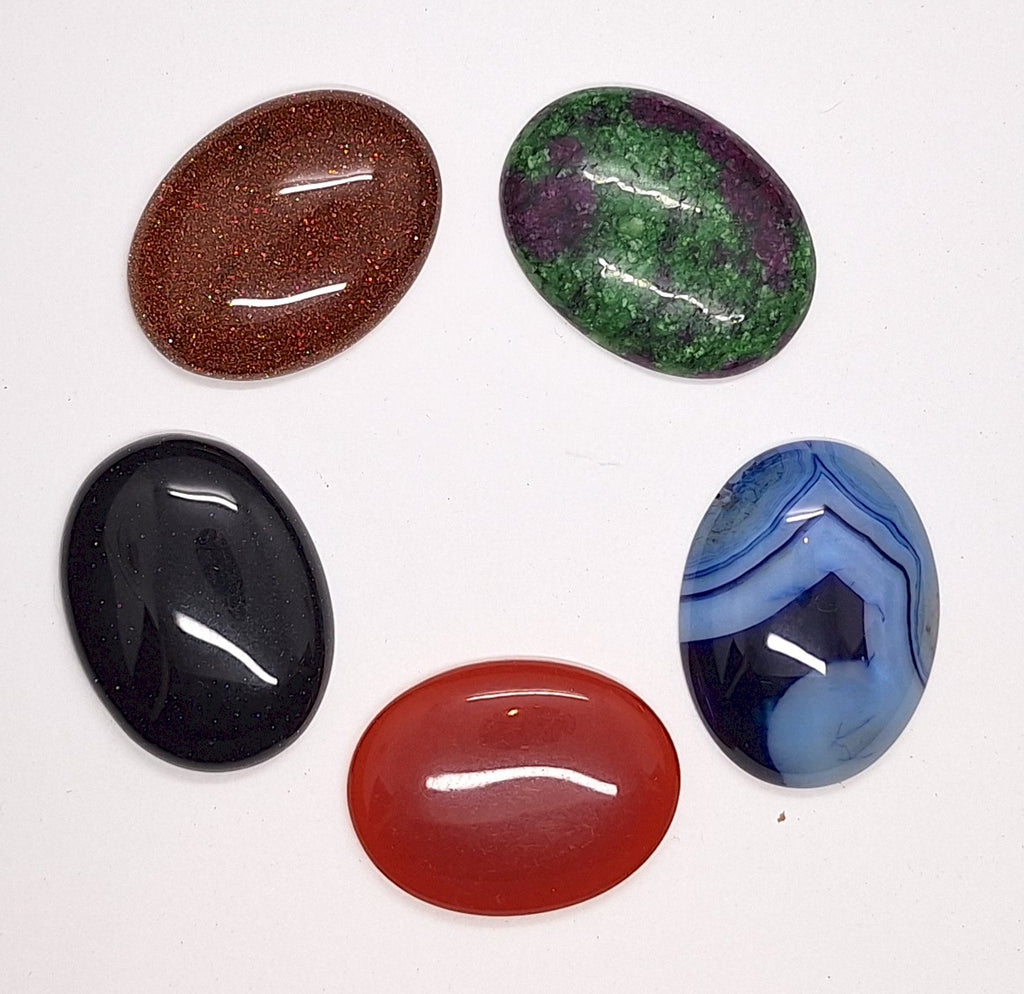 5pc. Seconds Closeout Cabochon Lot Semi Precious 40x30mm Flat Back Cabachon Stones READ DESCRIPTION L500C