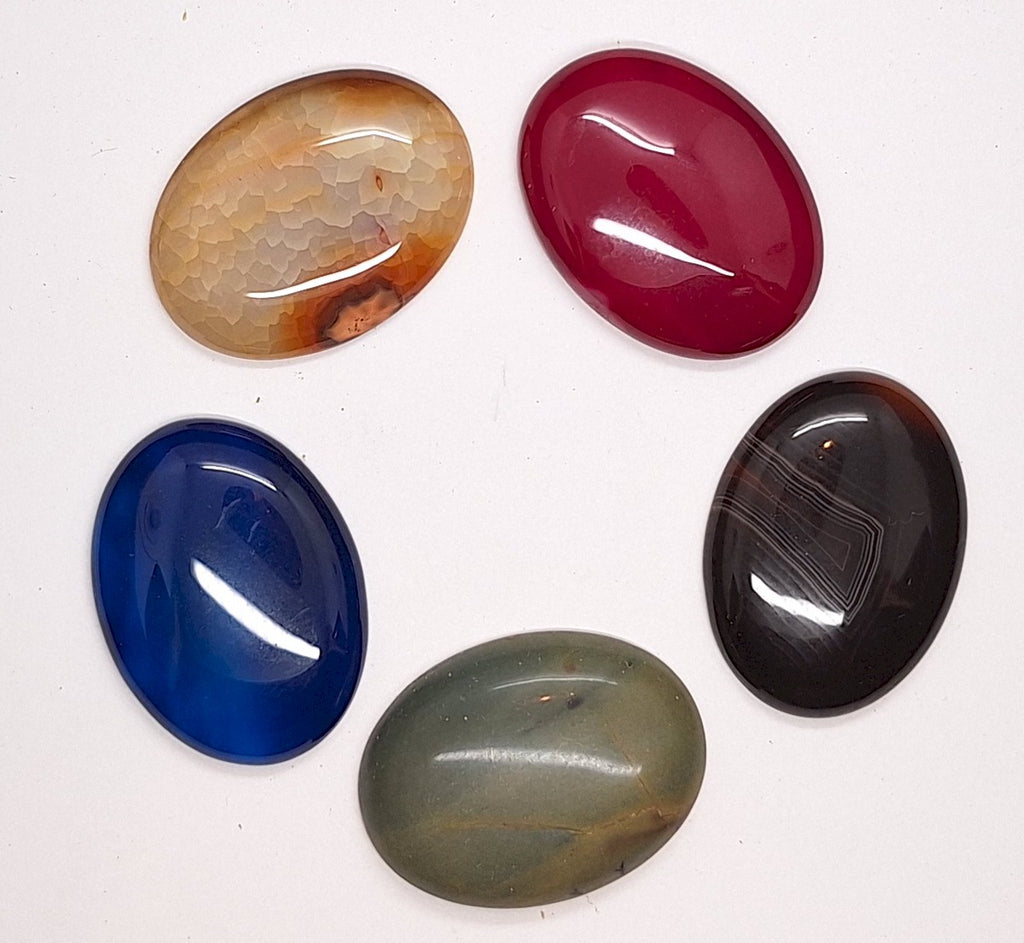 5pc. Seconds Closeout Cabochon Lot Semi Precious 40x30mm Flat Back Cabachon Stones READ DESCRIPTION L500E