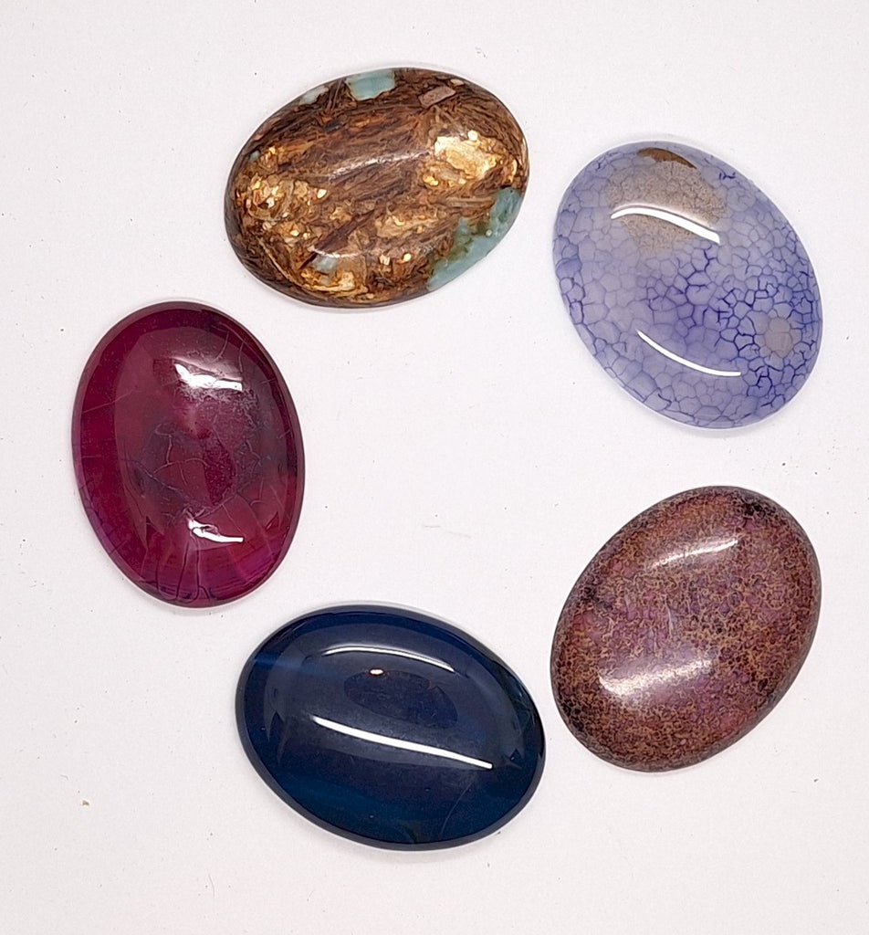 5pc. Seconds Closeout Cabochon Lot Semi Precious 40x30mm Flat Back Cabachon Stones READ DESCRIPTION L500F