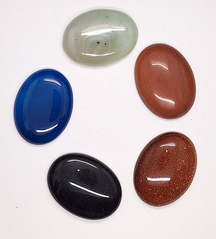 5pc. Seconds Closeout Cabochon Lot Semi Precious 40x30mm Flat Back Cabachon Stones READ DESCRIPTION L500H