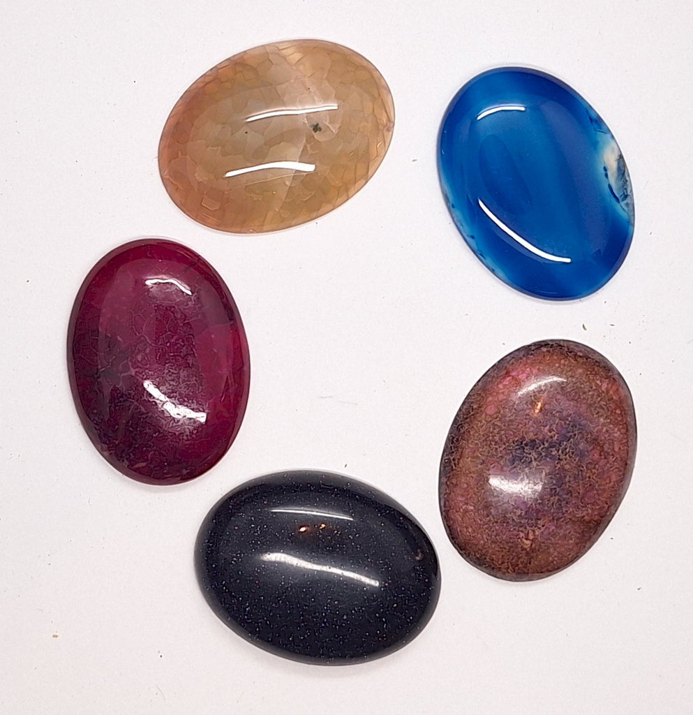 5pc. Seconds Closeout Cabochon Lot Semi Precious 40x30mm Flat Back Cabachon Stones READ DESCRIPTION L500i