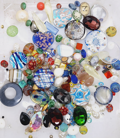 CLOSEOUT - 1/2LB of Glass Stones and Random Stuff. Read description. L515
