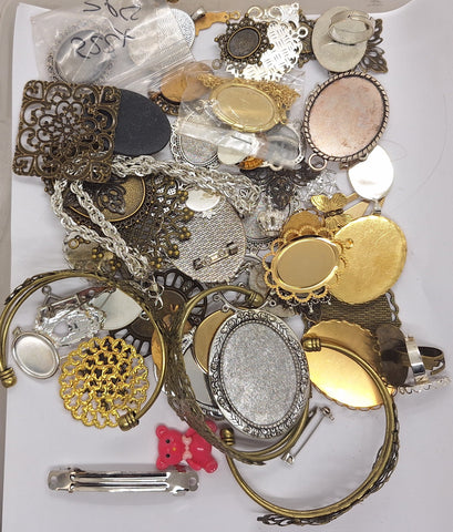 READ DESCRIPTION Settings, Plated Stampings Jewelry Findings  (SECONDS and DISCONTINUED) 1/2LB L628
