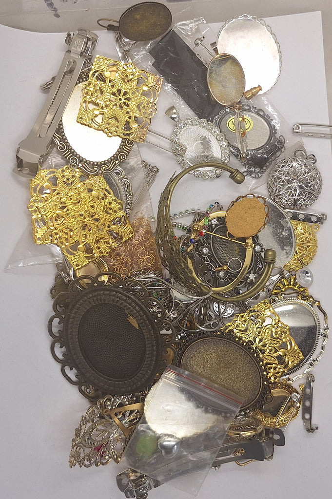 READ DESCRIPTION Settings, Plated Stampings Jewelry Findings  (SECONDS and DISCONTINUED) 1/2LB L630