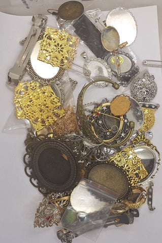 READ DESCRIPTION Settings, Plated Stampings Jewelry Findings  (SECONDS and DISCONTINUED) 1/2LB L630