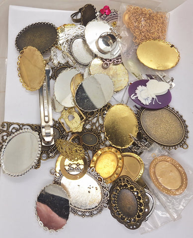 READ DESCRIPTION Settings, Plated Stampings Jewelry Findings  (SECONDS and DISCONTINUED) 1/2LB L633
