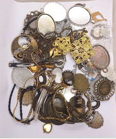 READ DESCRIPTION Settings, Plated Stampings Jewelry Findings  (SECONDS and DISCONTINUED) 1/2LB L645