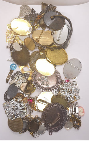 READ DESCRIPTION Settings, Plated Stampings Jewelry Findings  (SECONDS and DISCONTINUED) 1/2LB L650