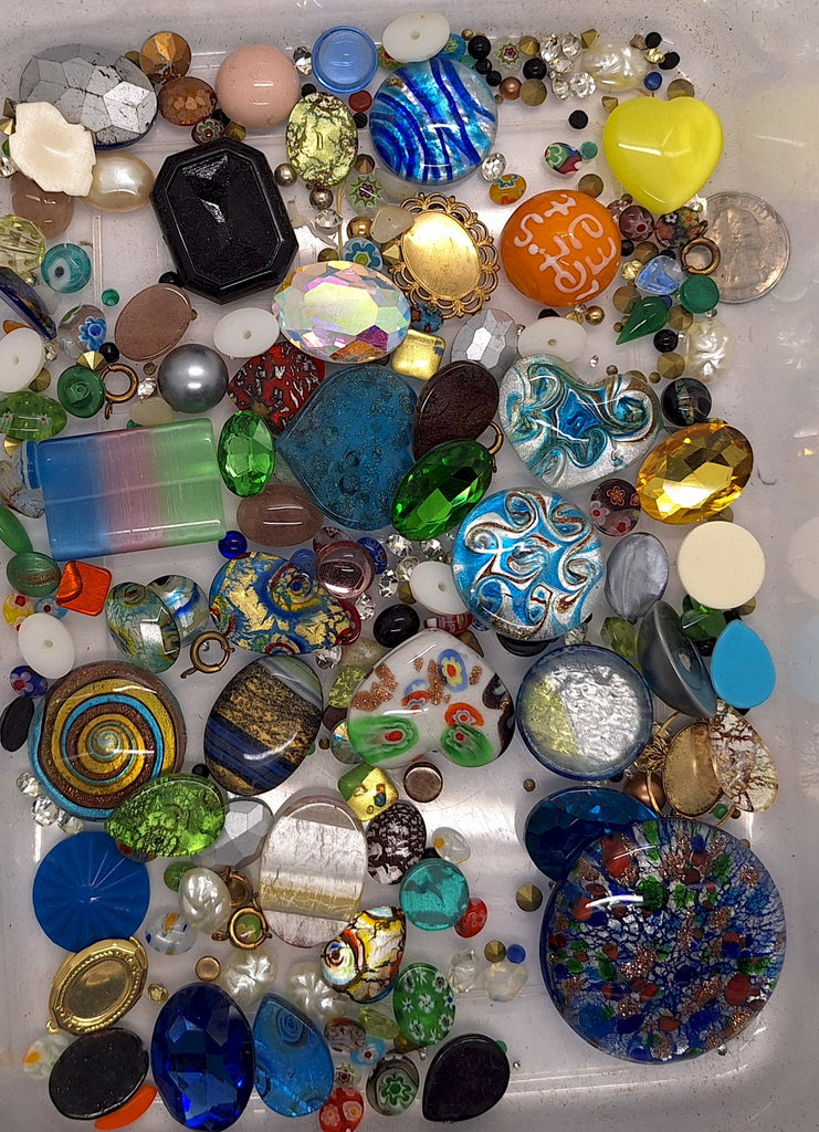 CLOSEOUT - 1/2LB of Glass Stones and Random Stuff. Read description. L684