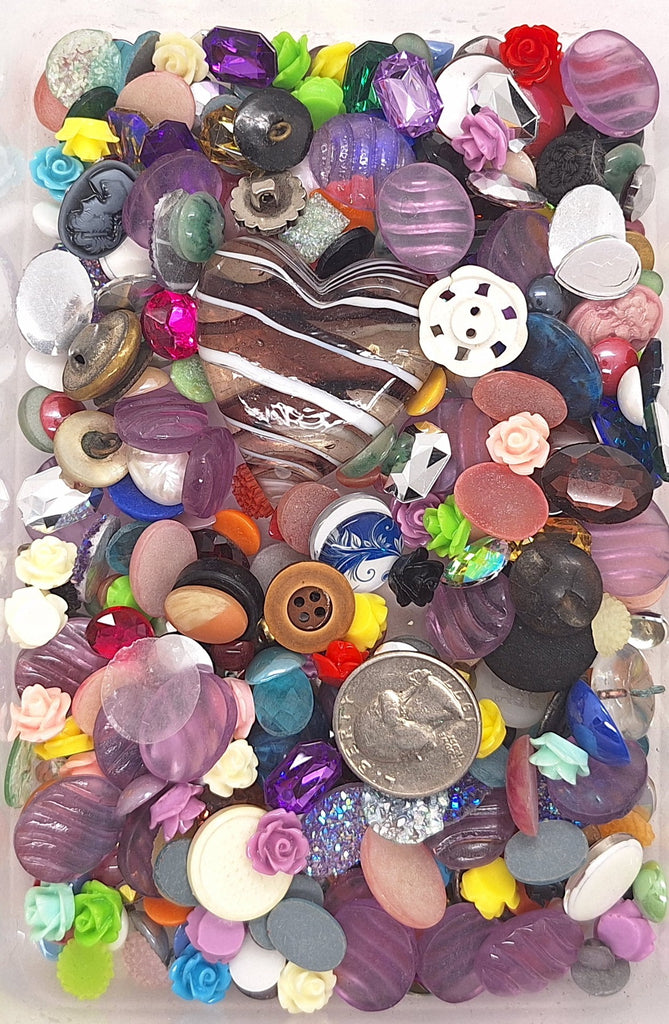 CLOSEOUT - 1/2LB of Glass Stones and Random Stuff. Read description. L684