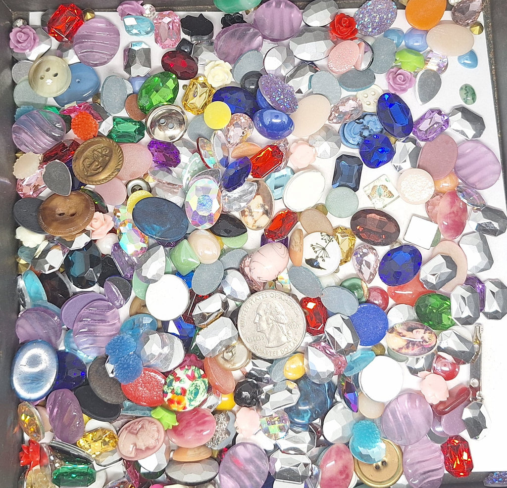 CLOSEOUT - 1/2LB of Glass Stones and Random Stuff. Read description. L687
