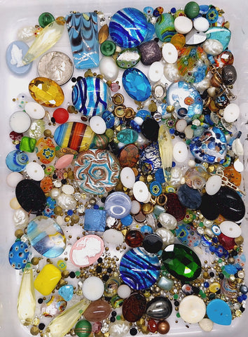 CLOSEOUT - 1/2LB of Glass Stones and Random Stuff. Read description. L687