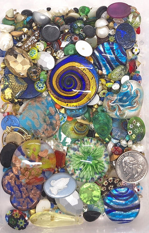 CLOSEOUT - 1/2LB of Glass Stones and Random Stuff. Read description. L687