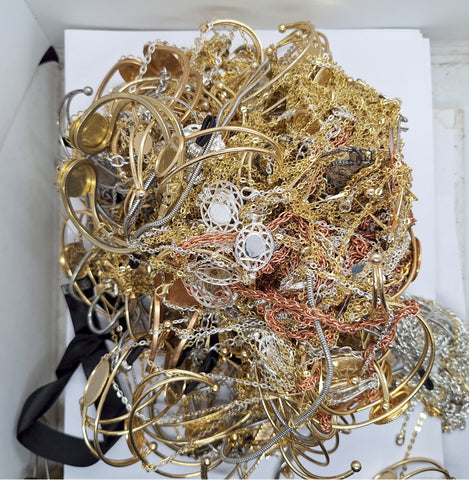 READ DESCRIPTION Pile of tangled chain and bracelets over 5LB (SECONDS and DISCONTINUED) L704