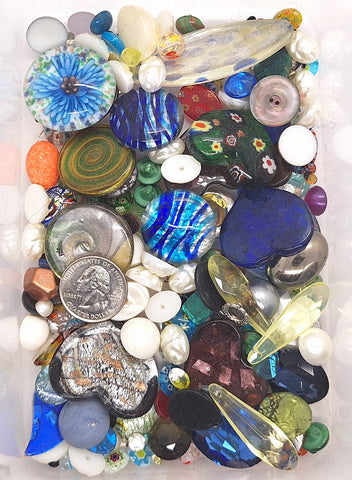 CLOSEOUT - 1/2LB of Glass Stones and Random Stuff. Read description. L709