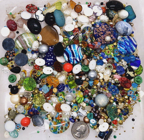CLOSEOUT - 1/2LB of Glass Stones and Random Stuff. Read description. L709