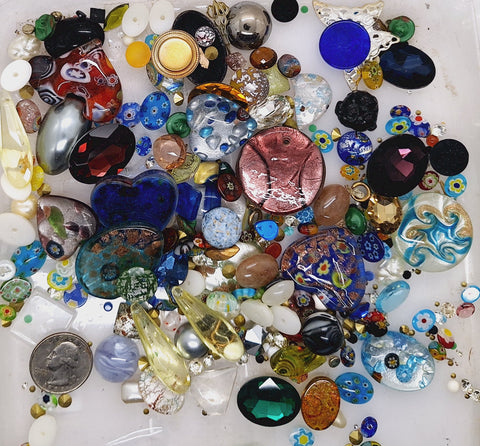 CLOSEOUT - 1/2LB of Glass Stones and Random Stuff. Read description. L710