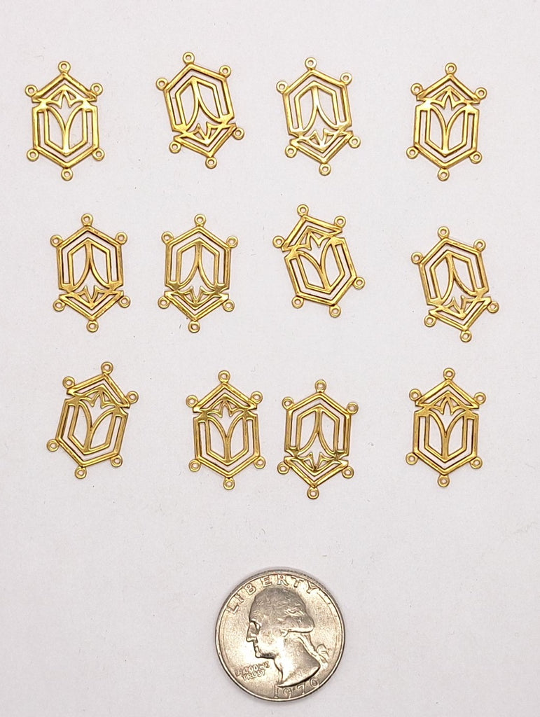 Closeout - 12pcs raw brass filigree drop connector L718