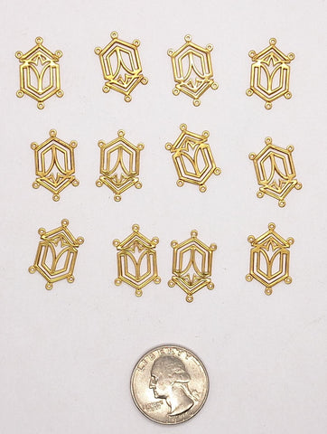 Closeout - 12pcs raw brass filigree drop connector L718